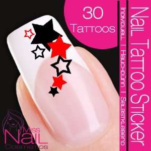  Nail Art Tattoo Sticker Star / Stars   black / red Beauty