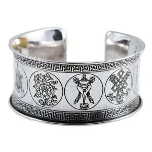  White Metal Eight Auspicious Signs Bracelet,TB2 Jewelry