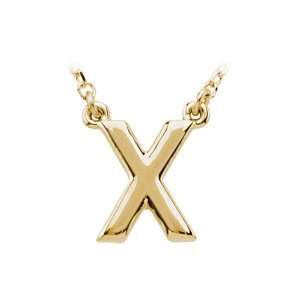  Block Initial Necklace in 14 Karat Yellow Gold, Letter X 