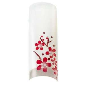 Cala Airbrushed Nail Tips Set White & Red Flowers 87777 + Aviva Nail 