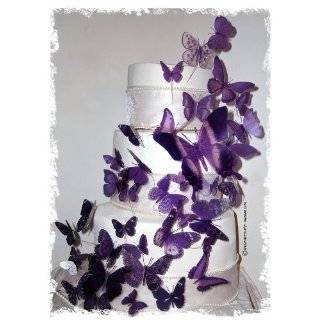 3D Butterfly Natural Garden Wedding Cake Topper Set (60x Butterflies 
