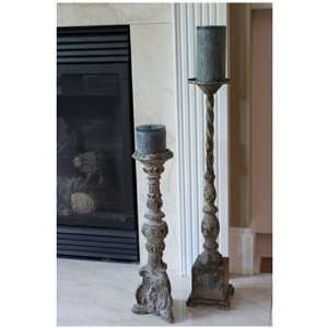  Distressed Candle Pillar Holders, Set of 2