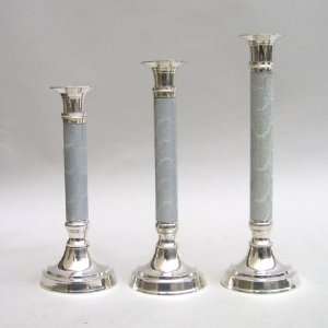 REAL SIMPLEA HANDTOOLED HANDCRAFTED SILVER PLATED CANDLE HOLDER SET 