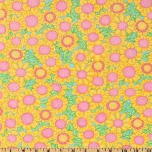  44 Wide Moda Girlie Girl Sunflowers Aqua Fabric By The 