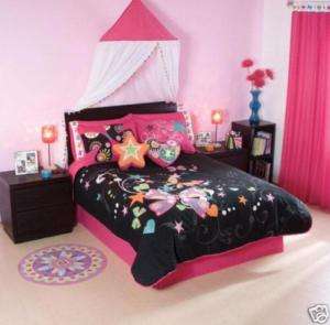 Teens Girls Nova Pink Black Comforter Bedding Set Queen  