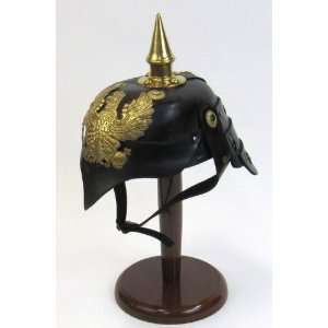   HANDCRAFTED LEATHER GERMAN MASK HELMET WITH BRASS