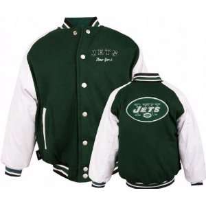  New York Jets Youth Wool Faux Leather Varsity Jacket 