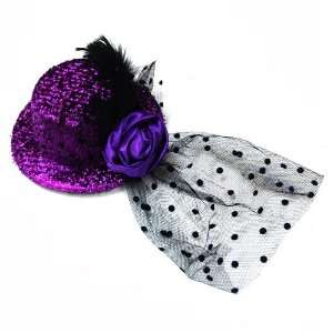   Flower Sparkly Fascinator Hat/ Hair Clip   PURPLE 