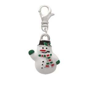  White Enamel Snowman Clip On Charm Arts, Crafts & Sewing