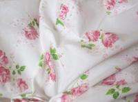 TWO Vintage Sheets~Shabby Cottage Chic Pink Roses on White~Dan River 