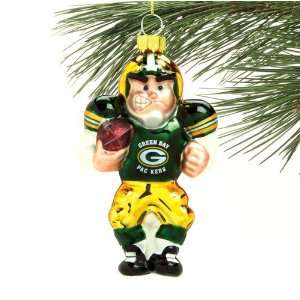  Green Bay Packers Angry Football Player Glass Ornament 