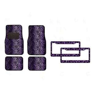   Carpet Floor Mats for Cars / Truck and 2 Leopard Purple Plastic