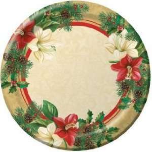  Amaryllis 9 inch Christmas Paper Plates 8 Per Pack 