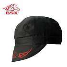New Black BSX Welding Cap Welders Hat, Biker, Black Stallion red 