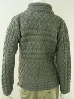   wool irish fisherman jacket sweater cardigan Inis Crafts gray M  