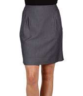 Anne Klein Petite   Petite Indigo Twill Skirt With Pleats