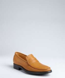 Tods light brown leather heel penny loafers  