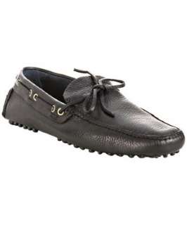 Car Shoe dark blue pebble leather driving loafers   