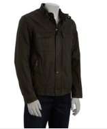 Cole Haan army green cotton zip front jacket style# 316925301