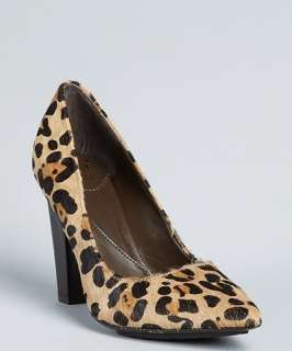 Diane Von Furstenberg tan leopard print pony hair April pumps