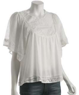 Romeo & Juliet Couture ivory silk embroidered flutter sleeve top 