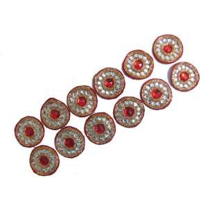  12P Gold Bullion Silver Red Stone Applique Patch Craft 