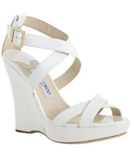 Jimmy Choo white patent leather Lucia platform wedges   up 