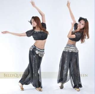   SEXY SEQUIN BELLY DANCE COSTUME TOP +SEQUIN BALLON PANTS BD 024  