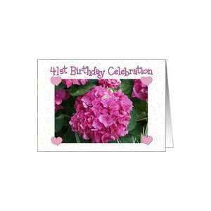    41st Birthday Party Invitation, pink Hydrangeas Card Toys & Games