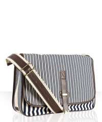  Paul Smith navy stripe canvas leather detail messenger bag 