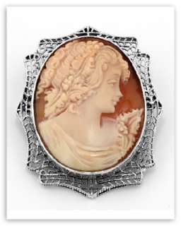 Antique Victorian Style Italian Handcarved Cameo Pin Pendant 