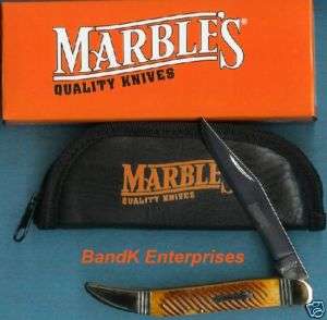 MARBLES TEXAS TOOTHPICK Fluted Amber Bone knife/knives  