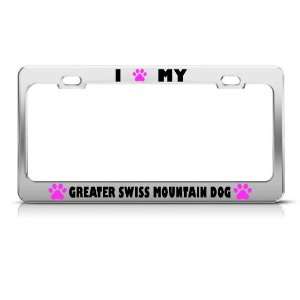 Greater Swiss Mountain Dog Paw Love Dog license plate frame Stainless