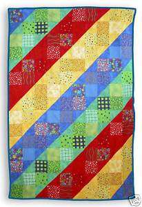 BRIGHT STRIPS SQUARES AND STRIPS QUILT PATTERN  