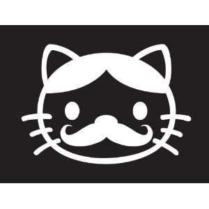 Hello Kitty Mustache Sticker Decal. White
