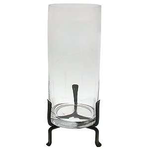    Tall Cylinder Clear Glass with London Metal Stand 
