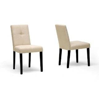   Leather Upholstered Cream Dining Chair, Set of 2