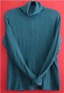 East 5th Teal Blue Ribbed T Neck Sweater Womens M Tall  