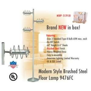   9476FC Modern Style Brushed Steel Floor Lamp