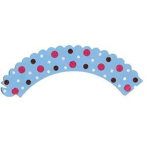  Polka Dots on Blue Cupcake Wrap