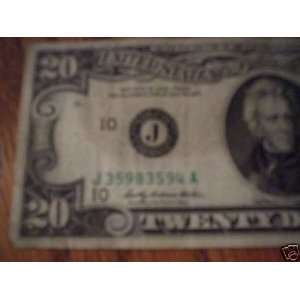  20$ 1969   FEDERAL RESERVE NOTE   BANK OF KANSAS CITY 