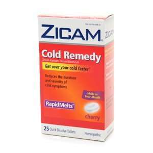 Zicam Cold Remedy Homeopathic Rapid Melts, Cherry 25 ct (Quantity of 3 