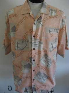 Mens Silk Tiki Hula Girl RELAX Aloha Hawaiian Shirt XL  