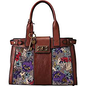 Fossil Vintage Re Issue Dark Floral Large Satchel   