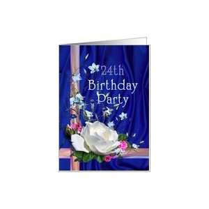  24th Birthday Party Invitation, White Rose Card Toys 