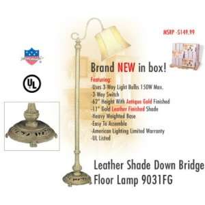 American Lighting 9031FG Leather Shade Down Bridge Floor Lamp  