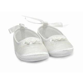 Baby Girl Christening Shoes in White with Lace (Special Occasions 