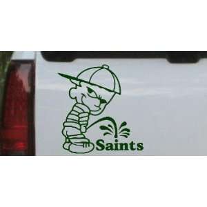 Pee On Saints Car Window Wall Laptop Decal Sticker    Dark Green 6in X 