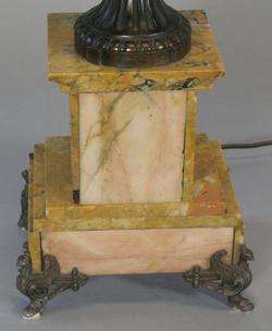 Antique French Empire Urn w/ Marble Base Mounted as Lamp c. 1900 