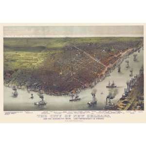  Reproduction of an 1855 Birds Eye View of New Orleans by 